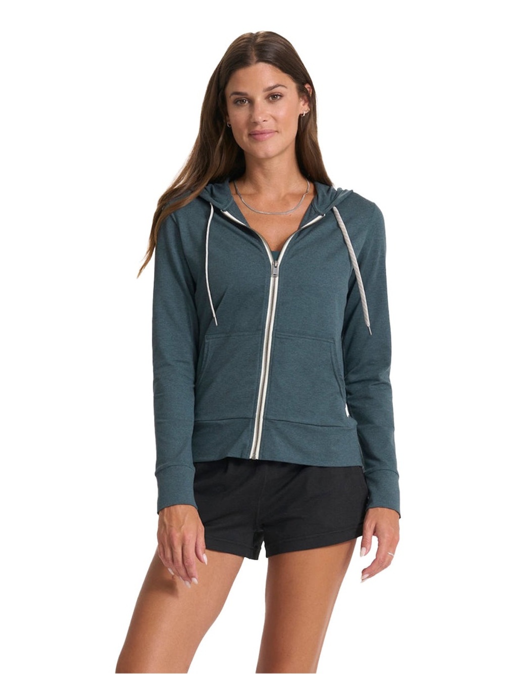 Vuori Women's Halo Heather Teal Zip-Up Hoodie